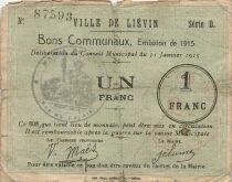 Francia 1 Franc - City of Li&eacute;vin - 31-01-1915 - Serial D