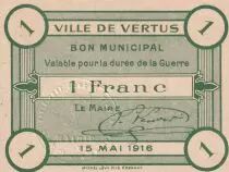 Francia 1 Franc - City of Vertus - 15-05-1916