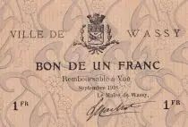 Francia 1 Franc - City of Wassy - September 1916