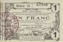 Francia 1 Franc - Laon - Regional Coupon - 16-06-1916 - Serial 19