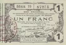 Francia 1 Franc - Laon - Regional Coupon - 16-06-1916 - Serial 19