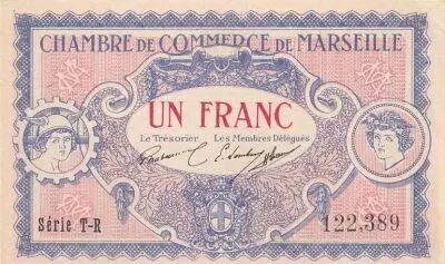 Francia 1 Franc - Marseille - Chamber of Commerce - 05-06-1917 - Serial T-R