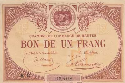 Francia 1 Franc - Nantes - Chamber of Commerce - 1918 - Serial EC