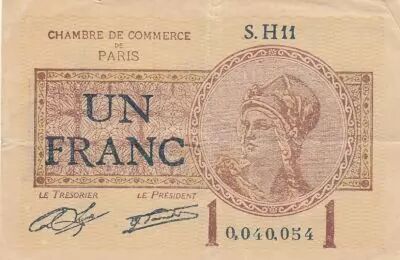 Francia 1 Franc - Paris Chamber of Commerce - 1919 - Serial H.11