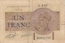 Francia 1 Franc - Paris Chamber of Commerce - 1919-1922 - F - Serial A.10