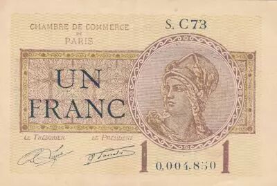 Francia 1 Franc - Paris Chamber of Commerce - 1920 - Serial S.B20