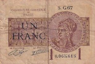 Francia 1 Franc - Paris Chamber of Commerce - 1920 - S.G67