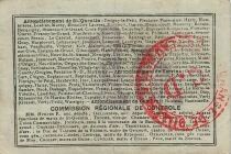 Francia 1 Franc - Saint-Quentin and Guise Regions - Seboncourt - 08-08-1916