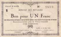 Francia 1 Franc - Service des r�fugi�s - Al�s - 1940 - K.001b