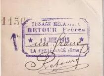 Francia 1 Franc - Tissage M�canique - La Fert�-Mac� - 1915 - P.61.06