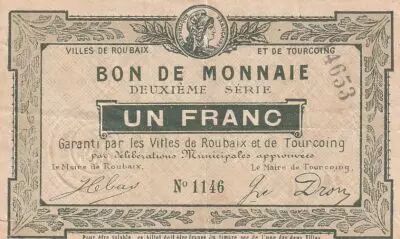 Francia 1 Franc - Ville -  Roubaix-Tourcoing  - 2�me s�rie