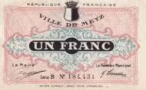 Francia 1 Franc - Ville de Metz - 1918