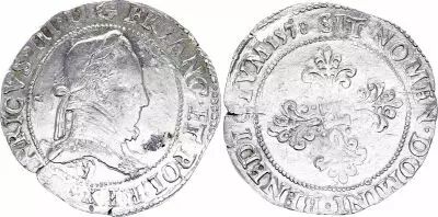 Francia 1 Franc, Henri III  Col Plat - 1578 - 9  Rennes - Silver - VF