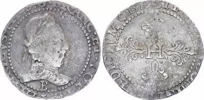 Francia 1 Franc, Henri III  Col Plat - 1579 B Rouen - Silver - F to VF