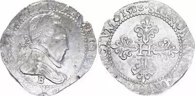 Francia 1 Franc, Henri III  Col Plat - 1582 B Rouen  - Silver - VF