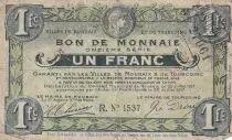 Francia 1 Franc -Ville -  Roubaix-Tourcoing - 20-07-1917 - 11&egrave;me s&eacute;rie