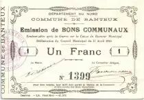 Francia 1 Franc Banteux City - 1915