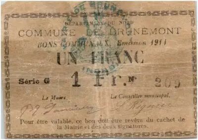 Francia 1 Franc Brunemont City - 1914