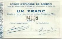 Francia 1 Franc Cambrai Caisse d&acute;Epargne