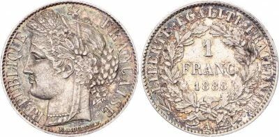 Francia 1 Franc Ceres - 1881 A Paris - Silver