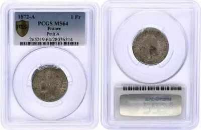 Francia 1 Franc Ceres - III e Republic - 1872 A Paris - PCGS MS 64