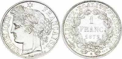 Francia 1 Franc Ceres - III e Republic -1871 A Paris
