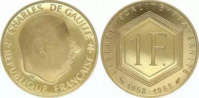 Francia 1 Franc Charles de Gaulle 1958-1988 - Gold