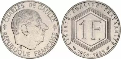 Francia 1 Franc Charles de Gaulle 1958-1988
