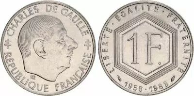 Francia 1 Franc Charles de Gaulle 1958-1988
