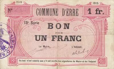 Francia 1 Franc Erre City - 1915