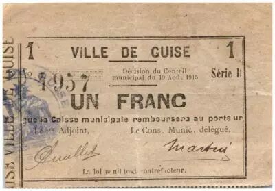 Francia 1 Franc Guise City - 1915