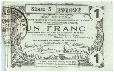 Francia 1 Franc Hirson Regional - 1917