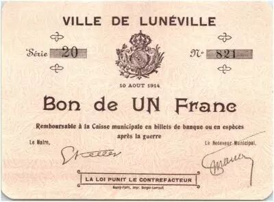 Francia 1 Franc Lun�ville City