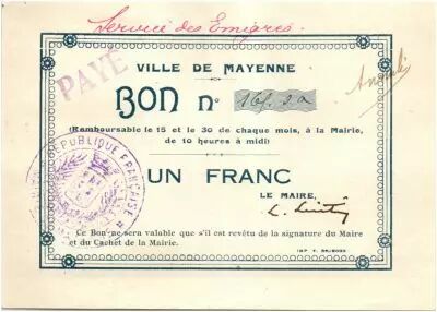 Francia 1 Franc Mayenne City