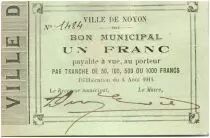 Francia 1 Franc Noyon City - 1914
