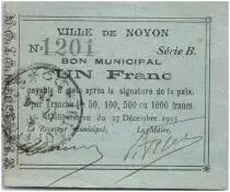 Francia 1 Franc Noyon City - 1915