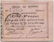 Francia 1 Franc Noyon City - 1915