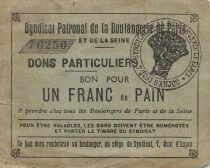 Francia 1 Franc of Bread - Paris and Seine Bakery Employers\' Association