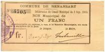 Francia 1 Franc Renansart City - 1915
