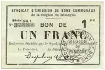 Francia 1 Franc Rimogne City - 1917