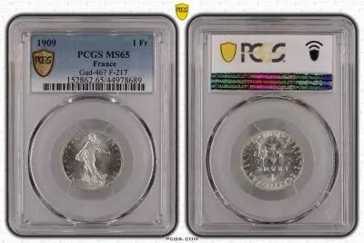 Francia 1 Franc Semeuse - 1909 - PCGS MS 65