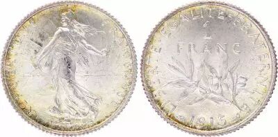 Francia 1 Franc Semeuse - 1915 - Silver