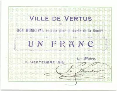 Francia 1 Franc Vertus City - 1915