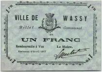 Francia 1 Franc Wassy City - 1917