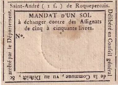 Francia 1 Sol - Gard - Saint-Andr� de Roquepercuis - 1792