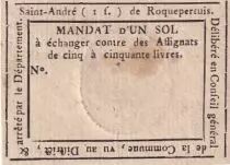 Francia 1 Sol - Gard - Saint-Andr&eacute; de Roquepercuis - 1792