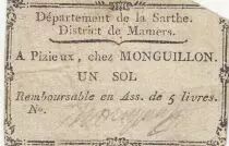 Francia 1 sol - Sarthe - Mamers\'s district - Pizieux, chez Monguillon