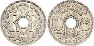 Francia 10 Centimes Lindauer - 1937