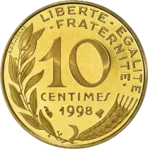 Francia 10 centimes Marianne - 1998 - Proof