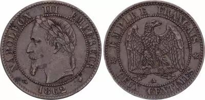 Francia 10 Centimes Napoleon III - Laurel head - 1862A Paris